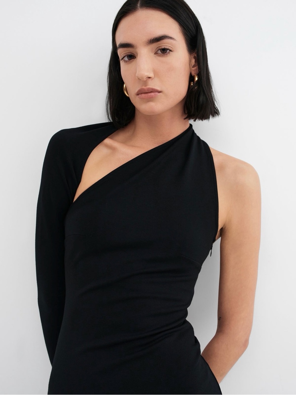 Marcella NYC Manhattan Black Open Back Slit Gown Sz L NEW - Picture 2 of 9